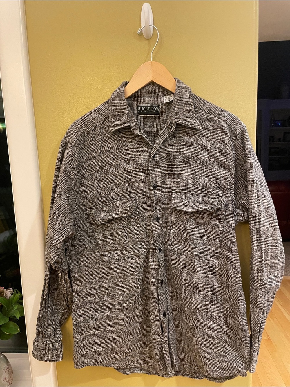 Bugle Boy Black and Gray Plaid Workshirt